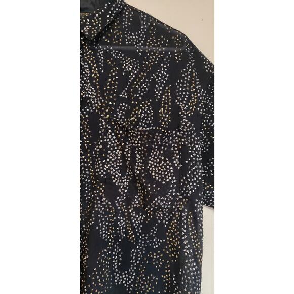 Francine Browner Black Sheer Blouse Top SMALL 80's GOLD & SILVER GLITTER USA - Picture 8 of 13